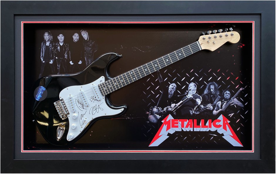 Metallica Hand Signed Electric Guitar Framed Auction (00132180451
