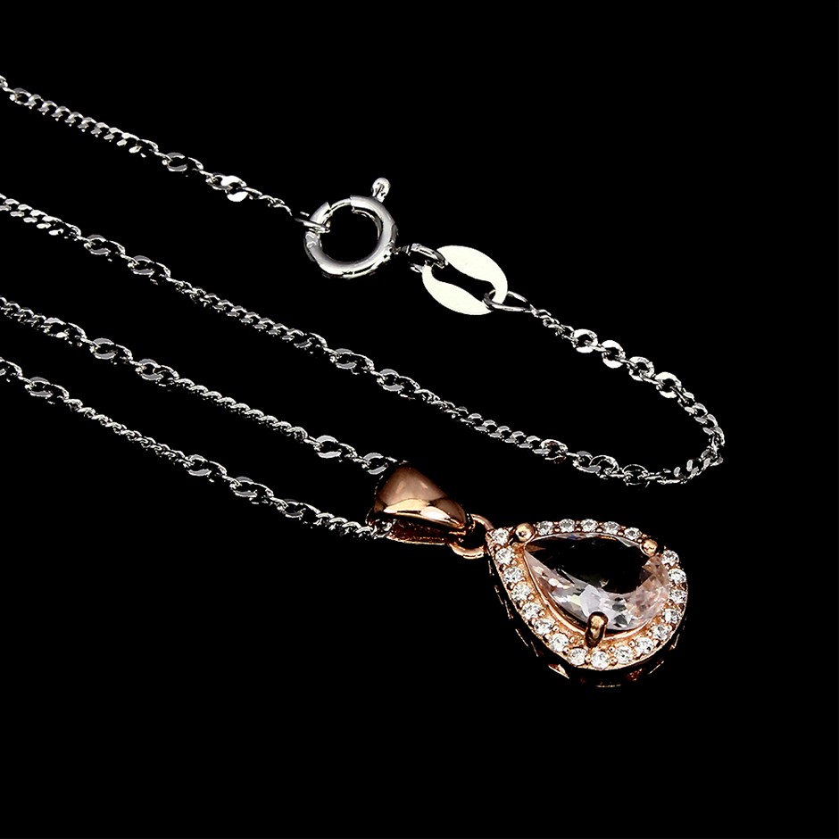 Amethyst & Blister Pearl Pendant Charm Link Necklace