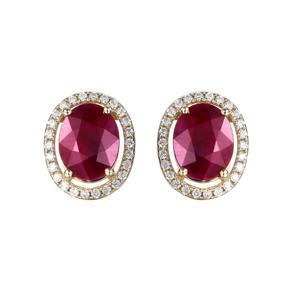 Yellow Gold Natural Garnet / Natural  & Diamond Ring with Valuation
