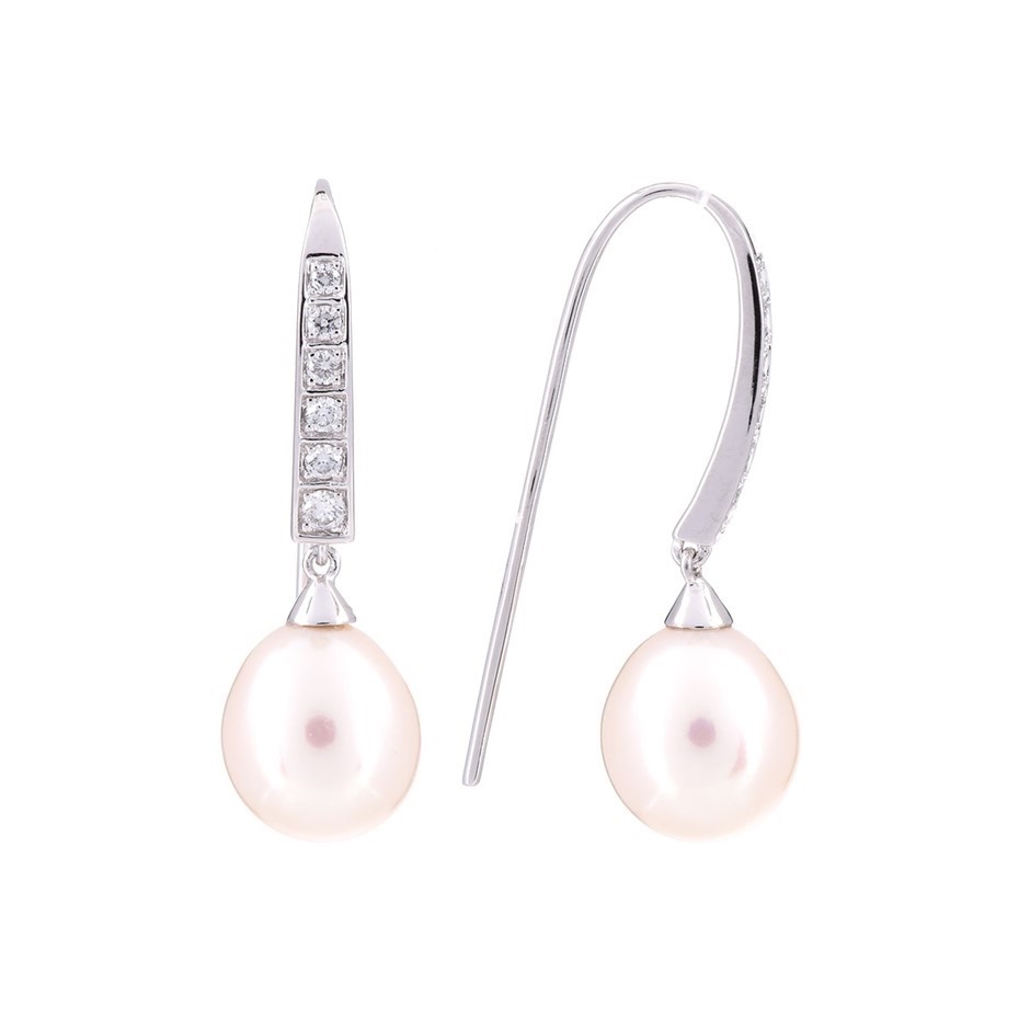 BIJ'OR - Stunning Genuine Purple Freshwater Pearl Dangle Earrings, RRP $59