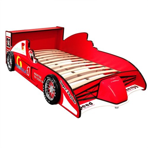 Kids F1 Racing Car Single Size Bed Red -