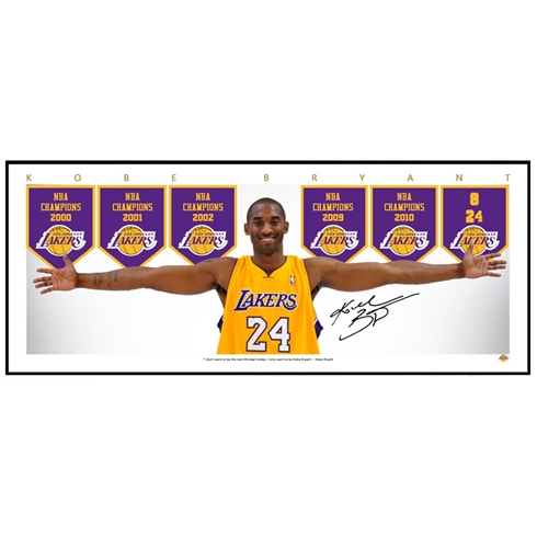 Sold at Auction: Kobe Bryant signed and framed LA Lakers jersey