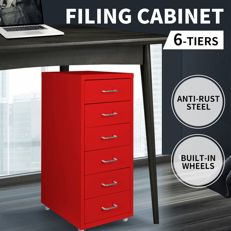 Steel Orgainer Metal File Cabinet With 6 Drawers Office Furniture AU Stock