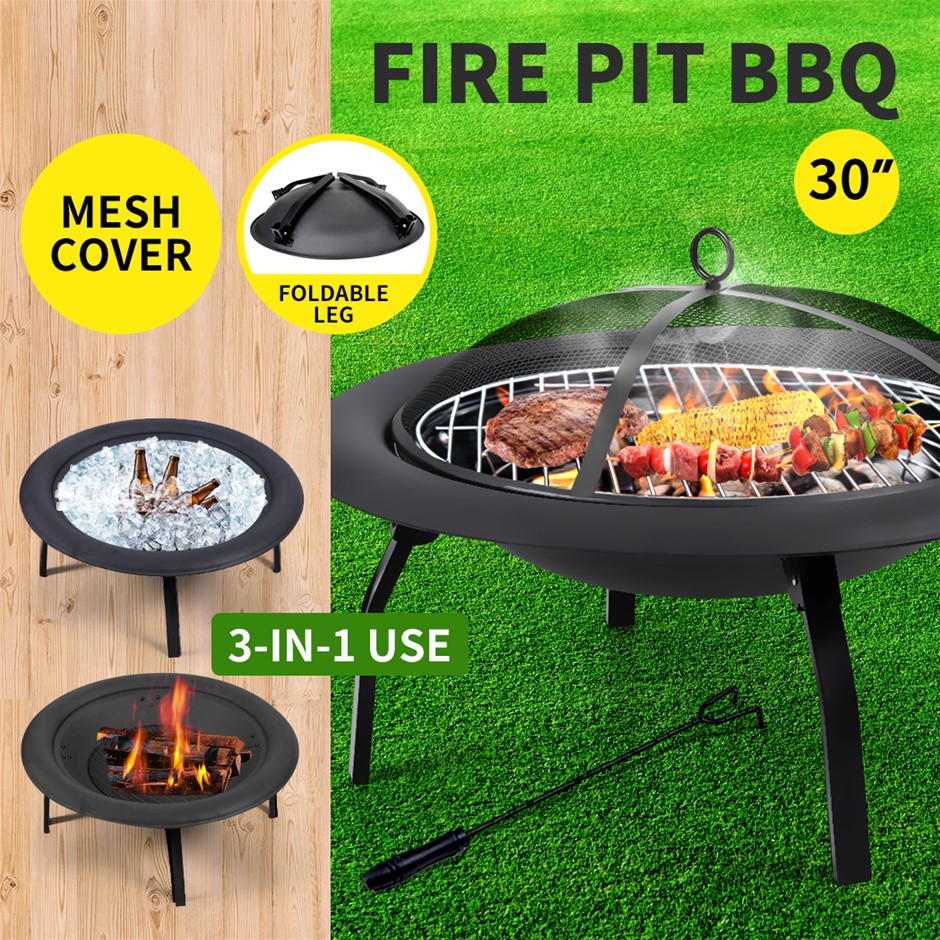 30" Portable Outdoor Fire Pit BBQ Grail 