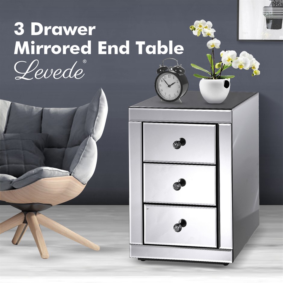 Levede Mirrored Bedside Tables Nightstan