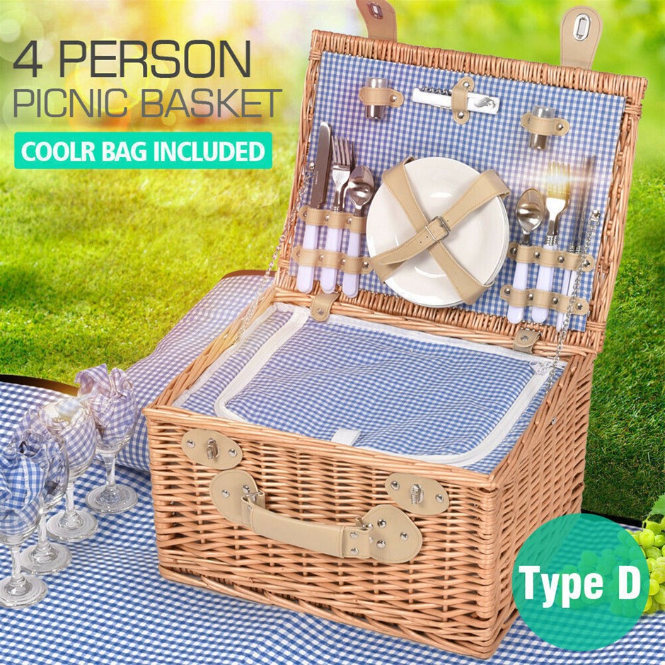 Buy 2 Person Picnic Basket Baskets Set Outdoor Blanket Deluxe Wicker