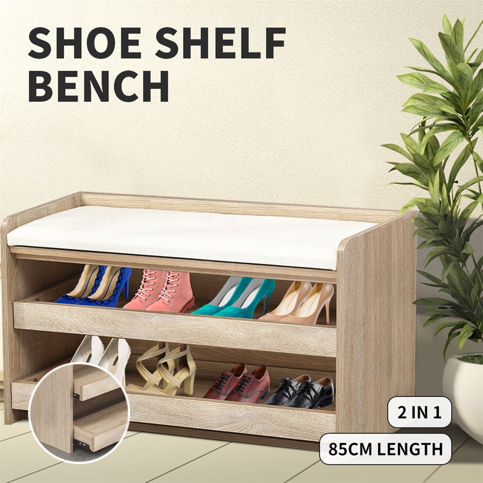 Levede Shoe Cabinet Bench Shoes Rack PU 