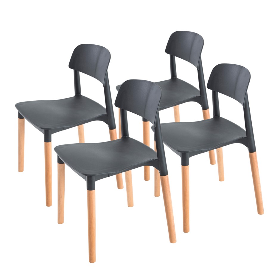 4X Belloch Stackable Dining Chair - BLAC