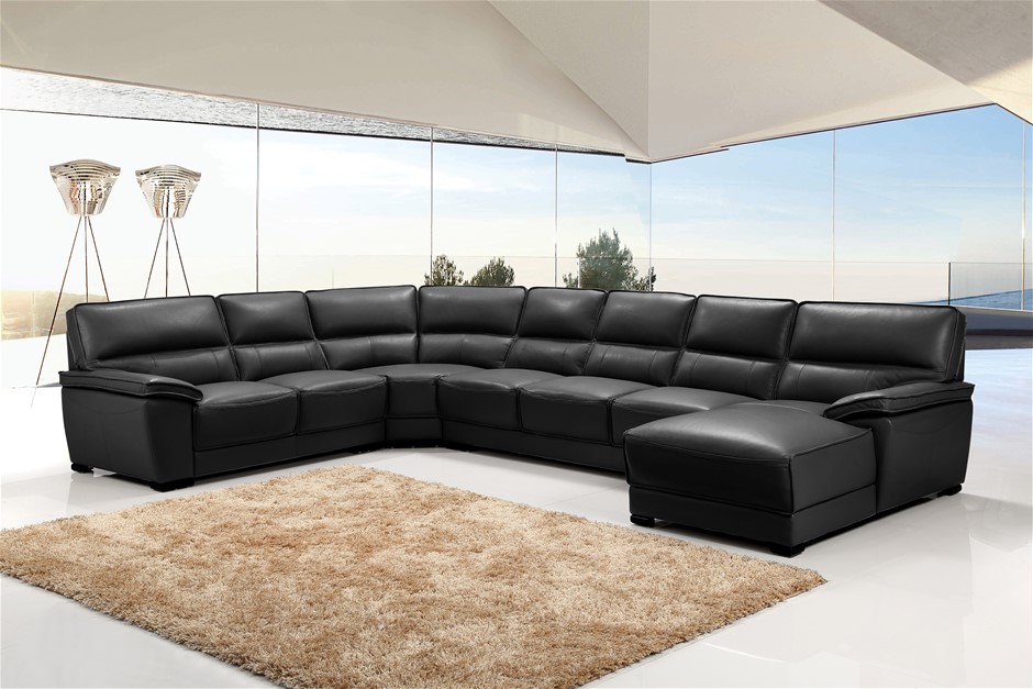 Lounge Set 7 Seater Bonded Leather Corne
