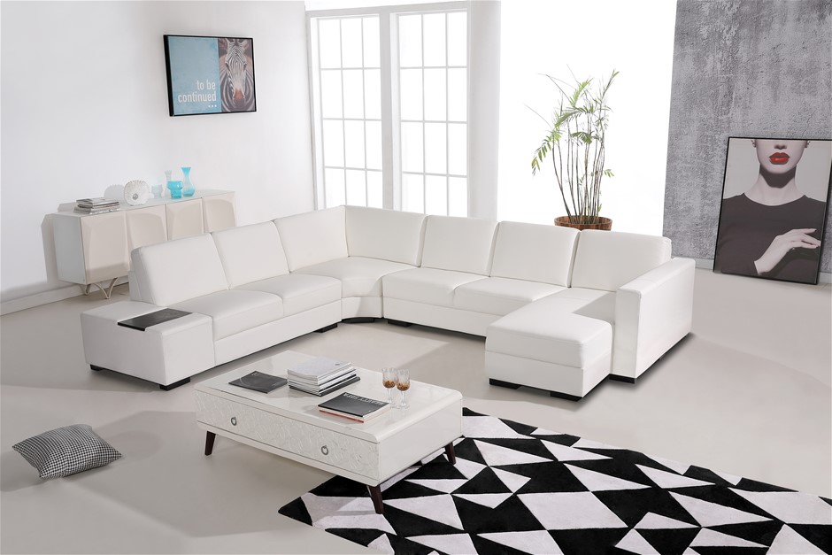 Lounge Set 6 Seater Bonded Leather Corne