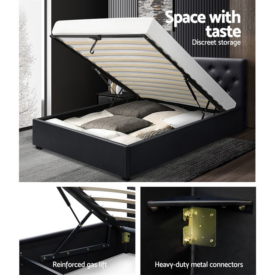 Buy Artiss King Single Gas Lift Bed Frame Base Platform Leather Wooden