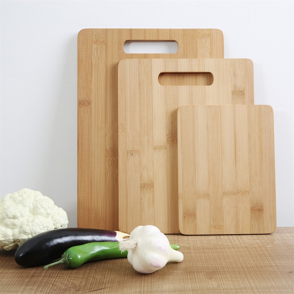 Buy Gourmet Kitchen 3 piece bamboo cutting board set | Grays Australia