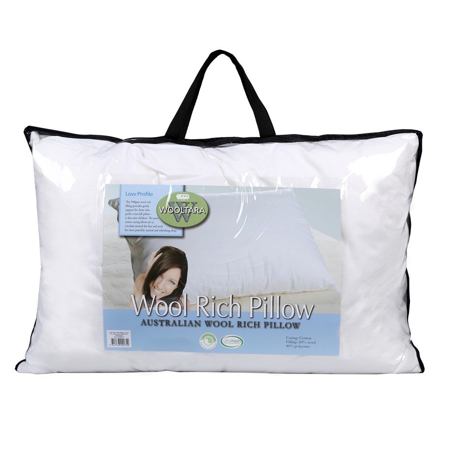 Buy Wooltara Australian Wool Rich Pillow Low Profile Grays Australia
