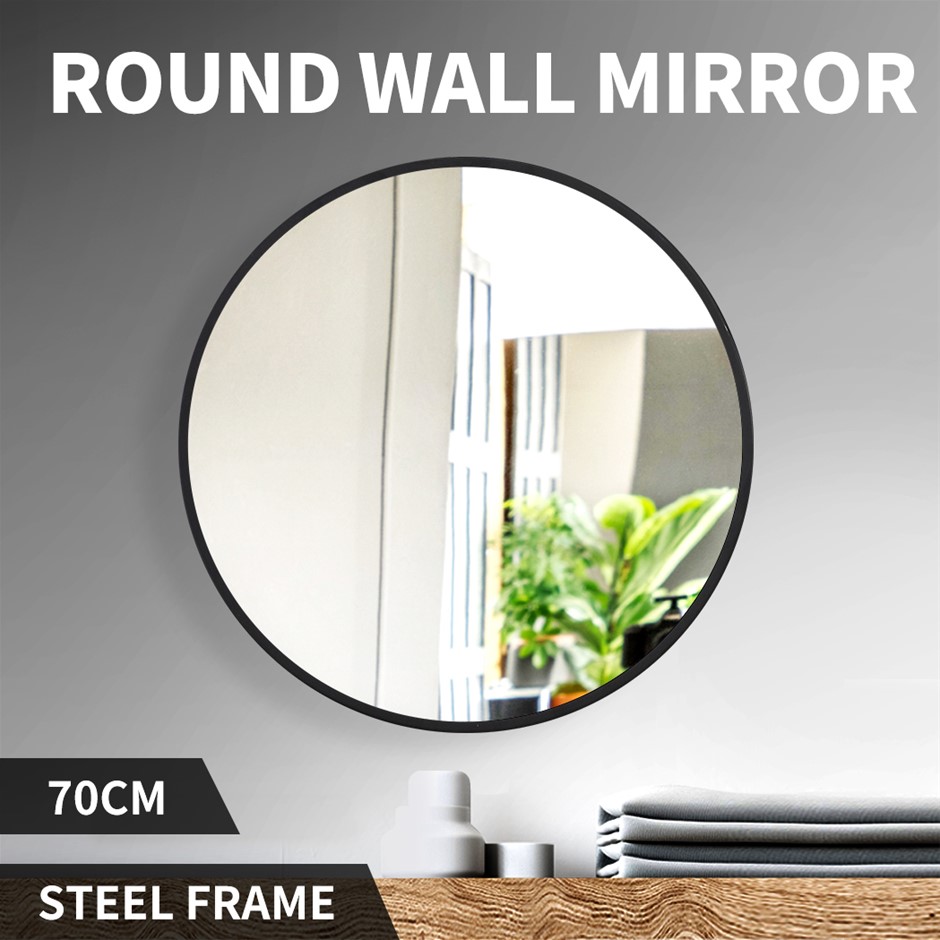 Wall Mirror Round Shaped Bathroom Makeup Mirrors Smooth Edge 70CM