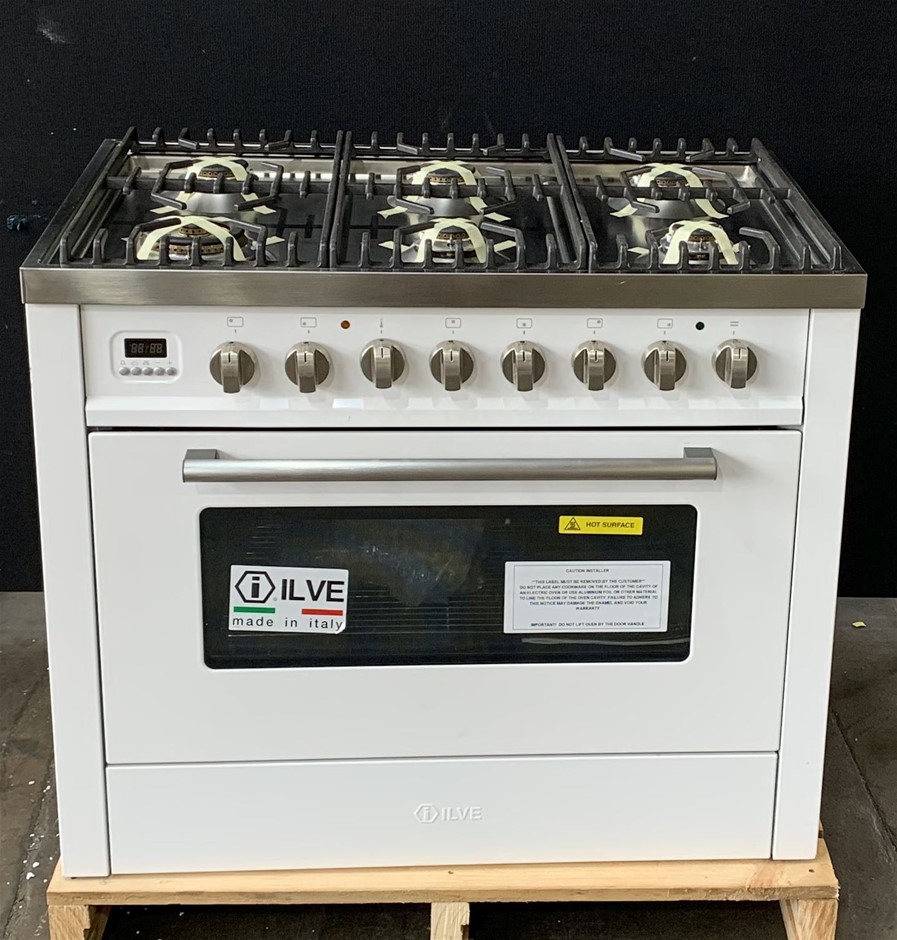 ILVE 90cm Stainless Steel Freestanding Cooker (White) (HNFF906WMP/B