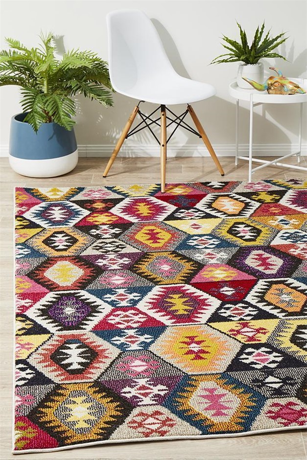 Large Multi Aztec Rug - 290X200cm