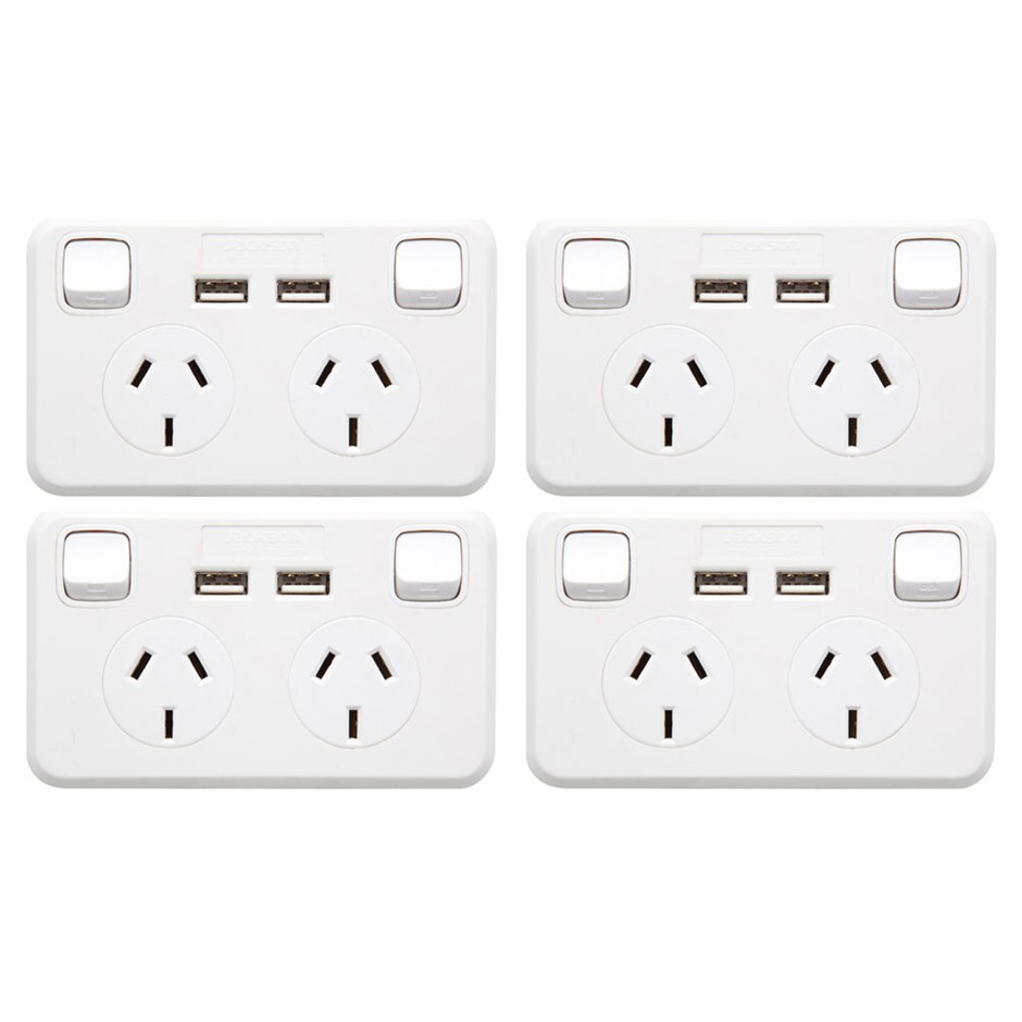 4PK - Wall plate Dual Powerpoint 2.1Amp 