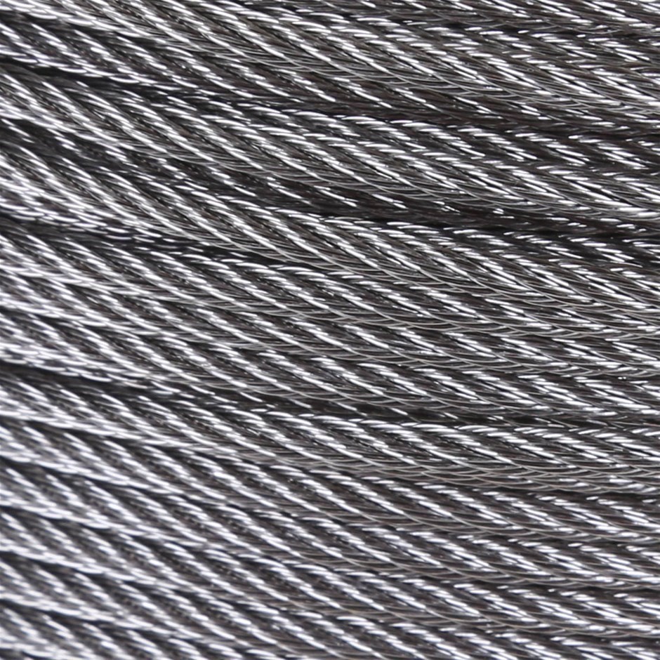 100M x Stainless Steel Wire Rope, 2.5mm Dia, Construction 7x7, Grade
