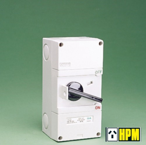 HPM AQUA Weatherproof Isolator switch Double Pole 1 gang IP56 20A 440V ...