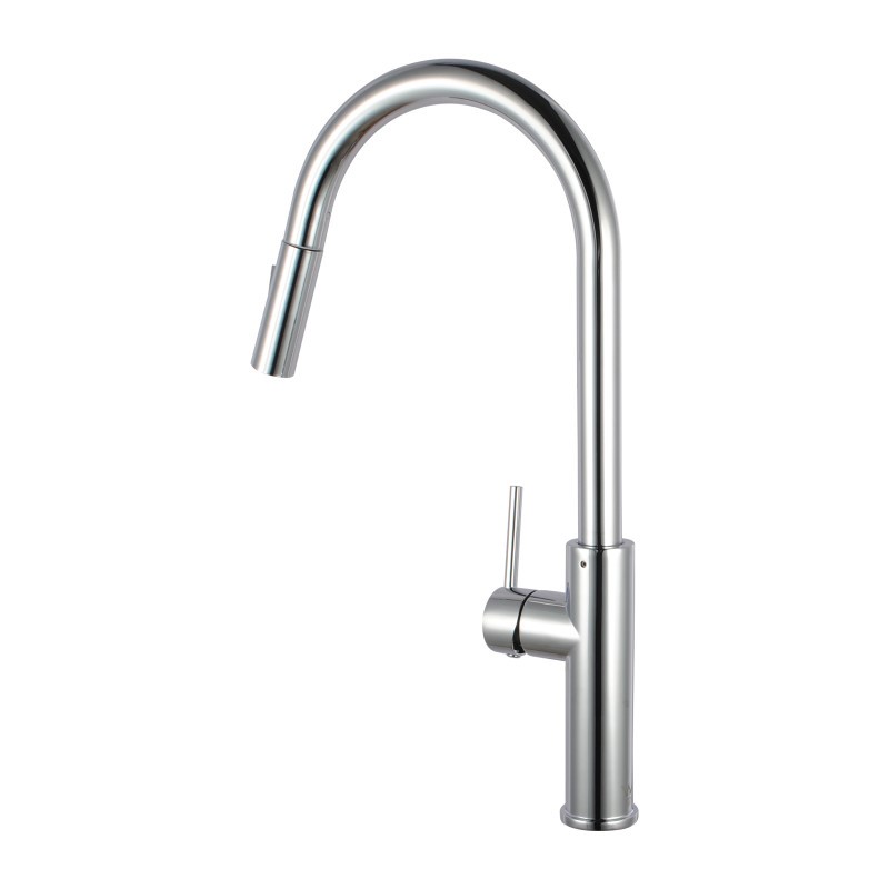 Buy Chrome Solid Brass Round Mixer Tap w/ 360 Swivel Pull Out and Spray ...