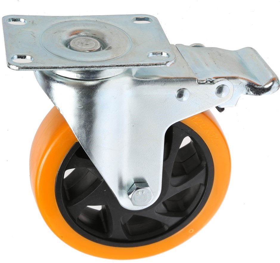 Set of 4 Swivel Castor Wheels 120mm Dia. Polyurathene Wheels Two with