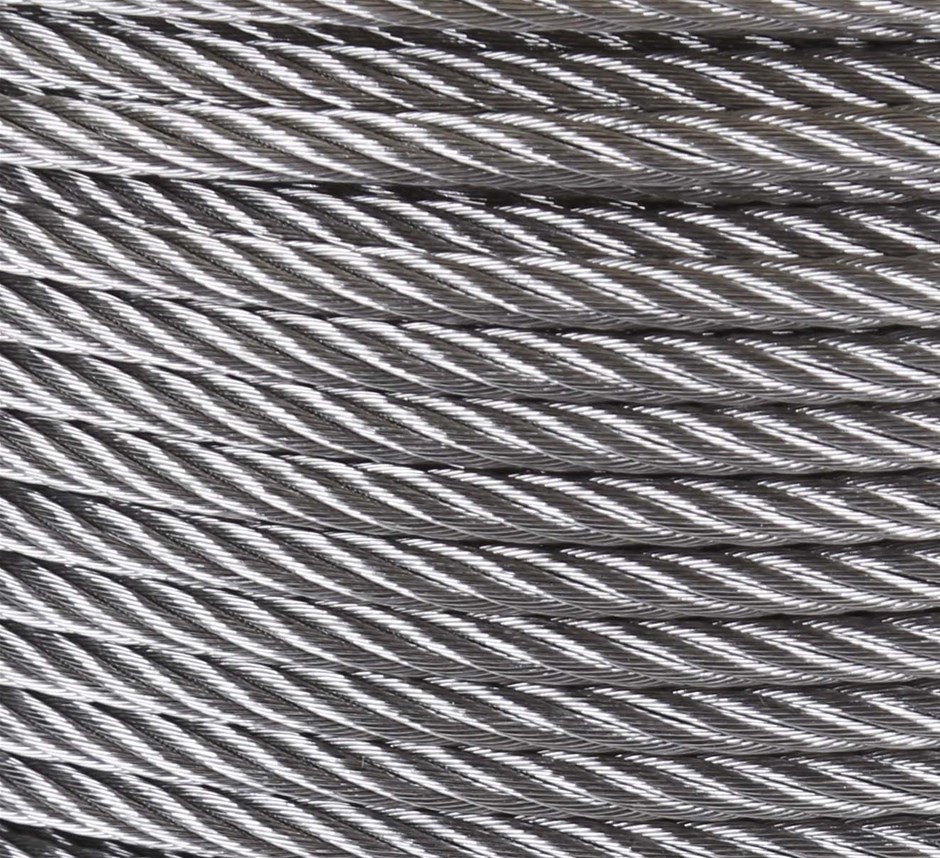 100M Reel x Stainless Steel Wire Rope 3.2mm Dia, Construction 7x19
