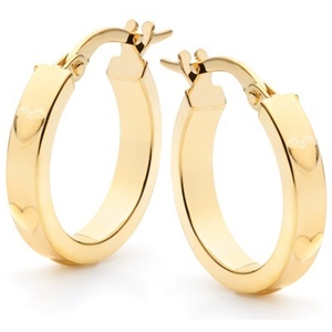 9ct Yellow Gold Square Hoop Earrings wit