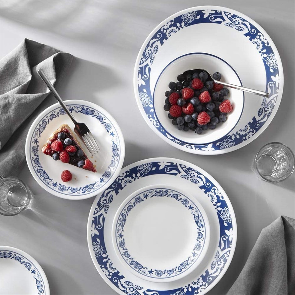 CORELLE 18 Piece Classic Dinnerware Set, Blue And White. (SNB07F35WHNQ