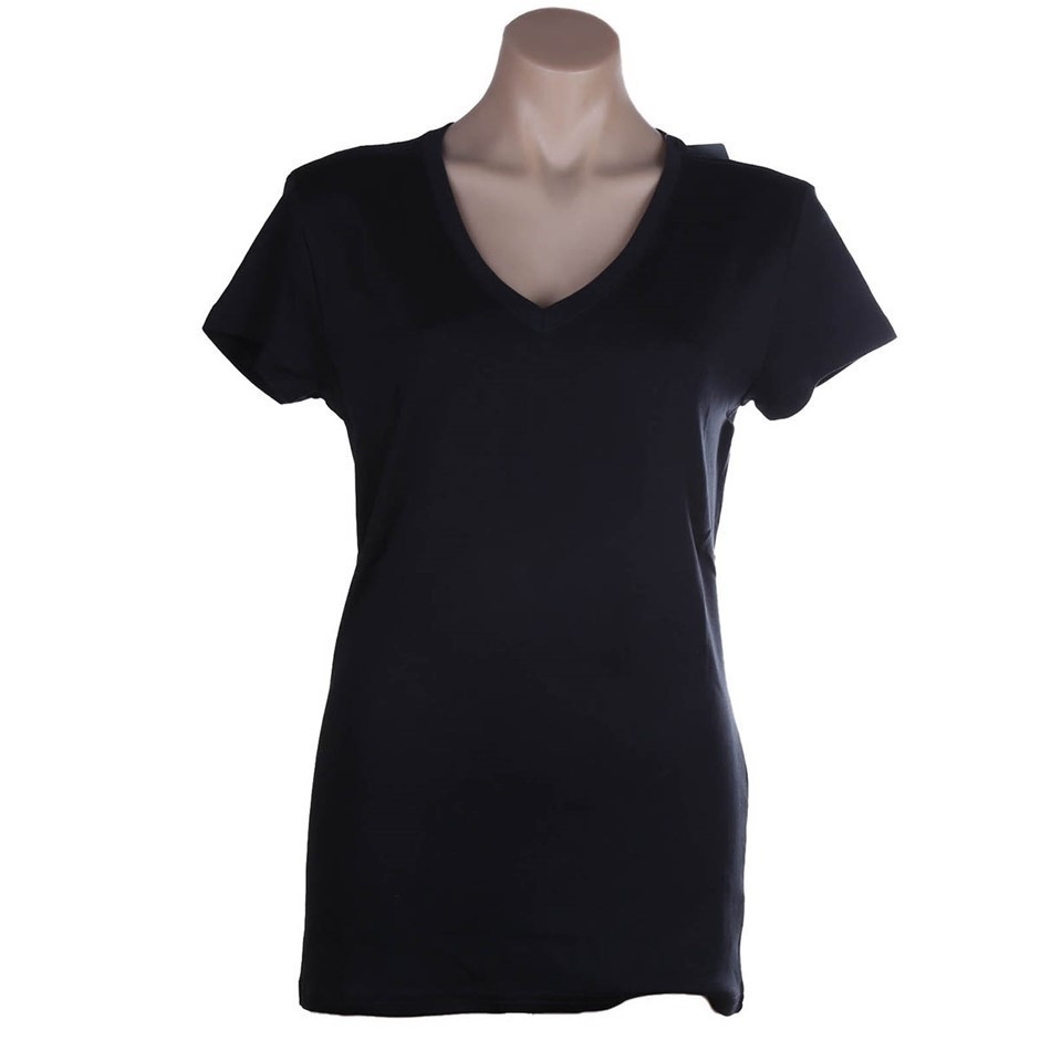 2 x SIGNATURE Women's V-Neck T-Shirt, Size M, 100% Cotton, Black. Buyers N