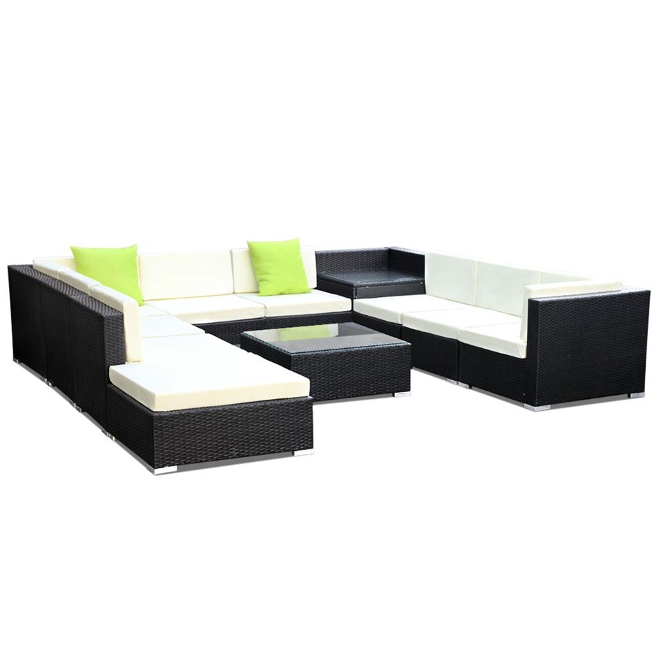 Gardeon 11 Piece Outdoor Furniture Set Wicker Sofa Lounge