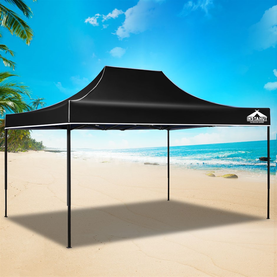 Buy 3m x 4.5m Pop-up Garden Outdoor Gazebo Black | Grays Australia