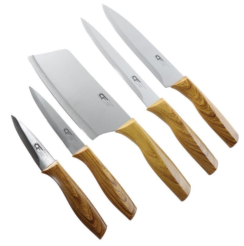 CF 5pcs Kitchen Knife Set Comprising Clever 7``, Chef & Slicer Knives 8``, Auction