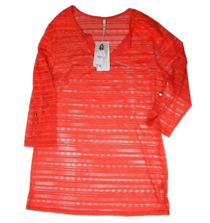 LEO & NICOLE Women's Mesh Beach Poncho, Size M, Poppy Bloom. Buyers Note -