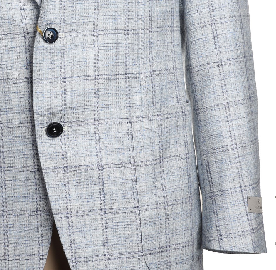 CANALI Mens Sports Jacket, 54R EU, RRP 2195, 100 Wool, Colour Blue