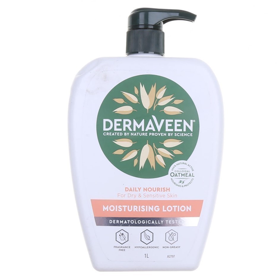 2 x DERMAVEEN Daily Nourish Moisturising Lotion 1L N.B. Unlocked pumps.