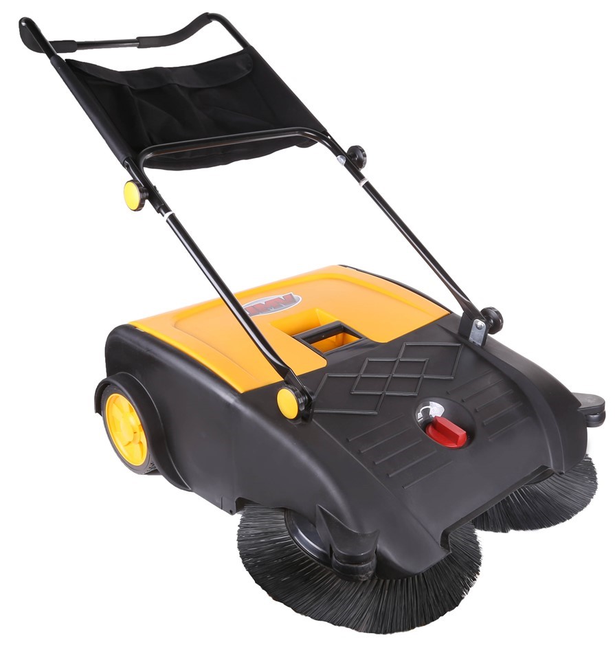 JMV Manual Sweeper 50L Container, Replaceable Rotating Nylon Brushes, 750mm