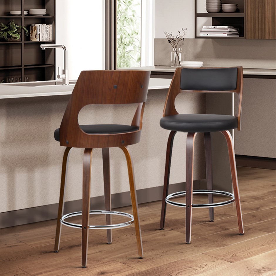 2xArtiss Wooden Bar Stools Swivel Bar St