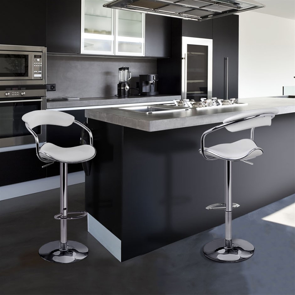 Buy Artiss Set of 2 PU Leather Bar Stools White Grays Australia