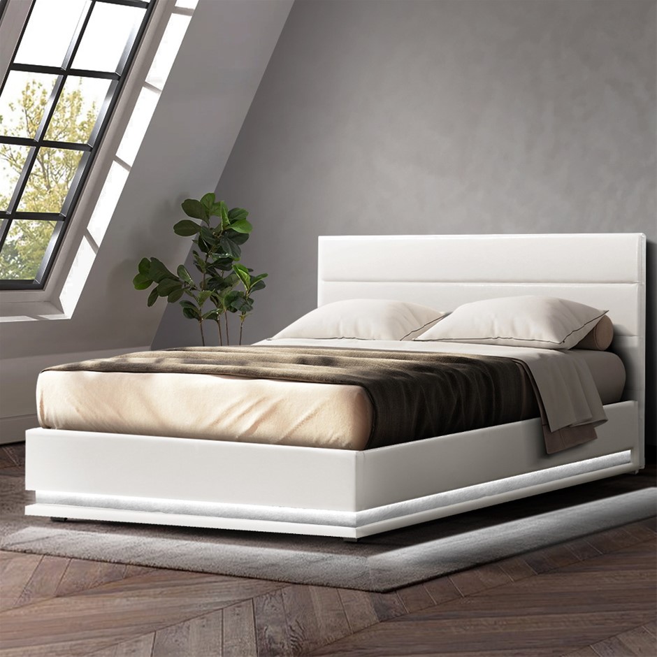 Artiss RGB LED Bed Frame King Size Gas L