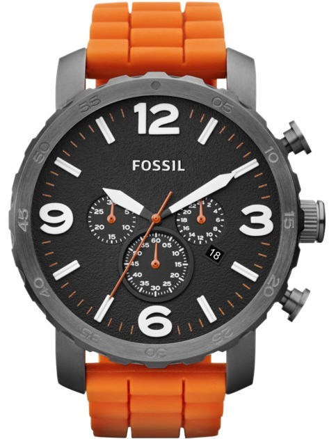 Men's Orange Fossil Nate Chronograph Wat