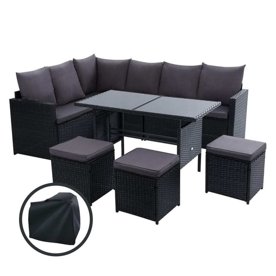 Gardeon Outdoor Furniture Dining Setting Sofa Set Wicker 9 Seater Storage