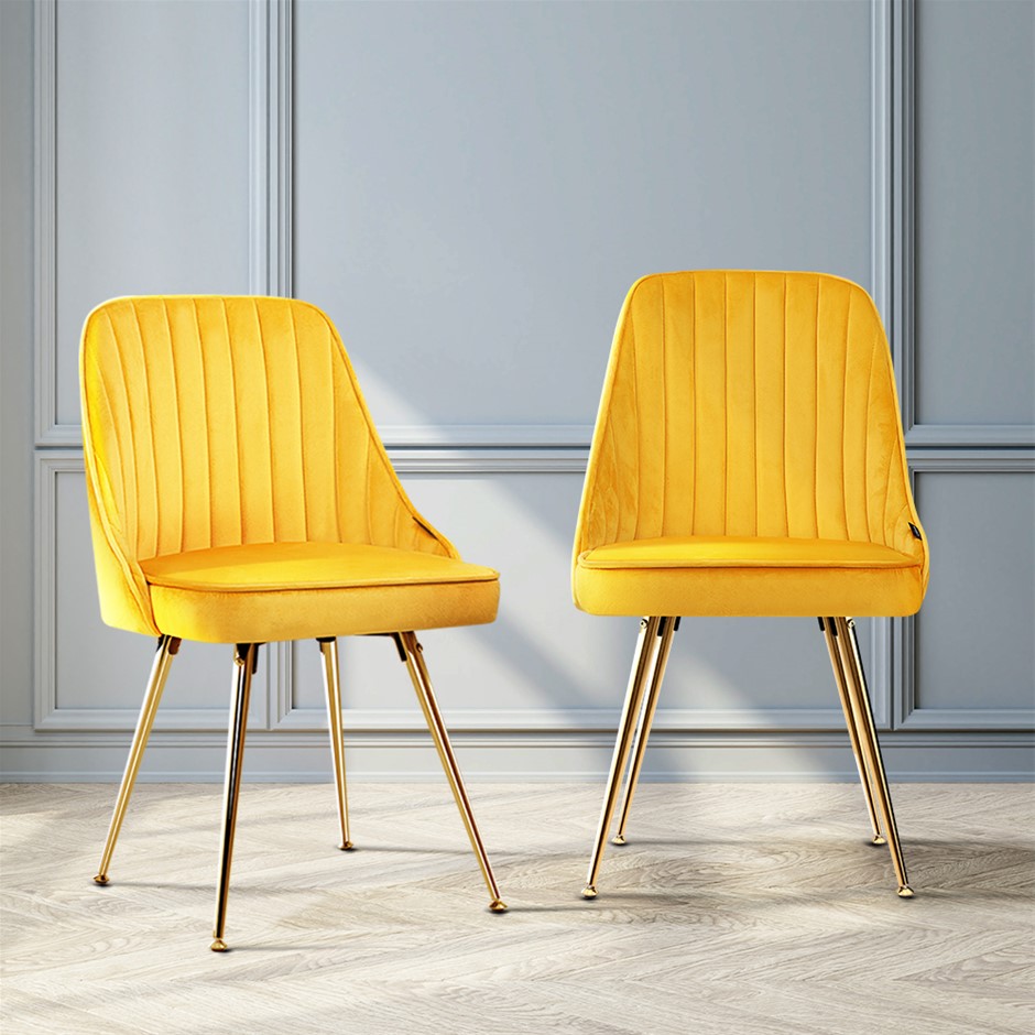 2 x Dining Chair - Retro Yellow