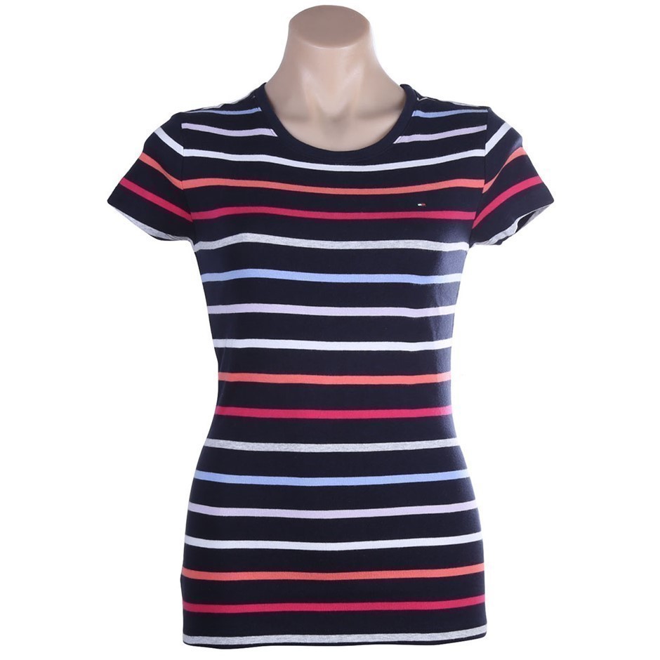 TOMMY HILFIGER Women's Fave Lara Tee, Size S, 100% Cotton Navy. Buyers Not