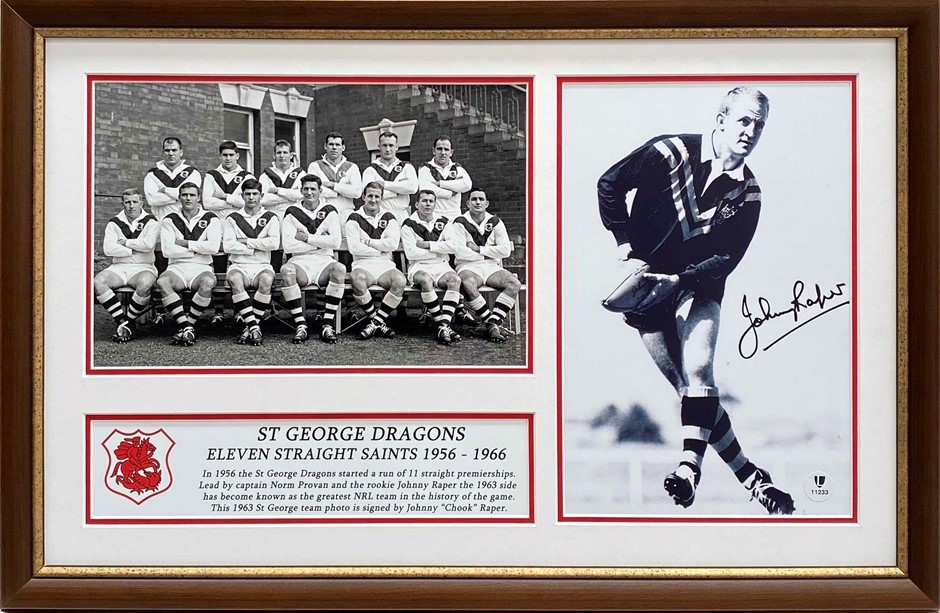 St George Dragons Eleven Straight Premeirships Signed by John Raper ...