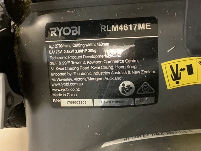 Ryobi RLM4617ME 115cc 4 Stroke Petrol Lawnmower Auction 0424 9027093 Grays Australia