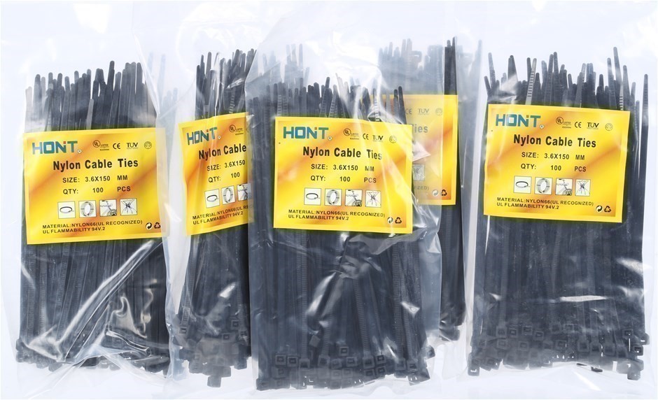 5 Packs Of Cable Ties 100pcs, Size: 3.6mm x 150mm. Buyers Note - Discount F