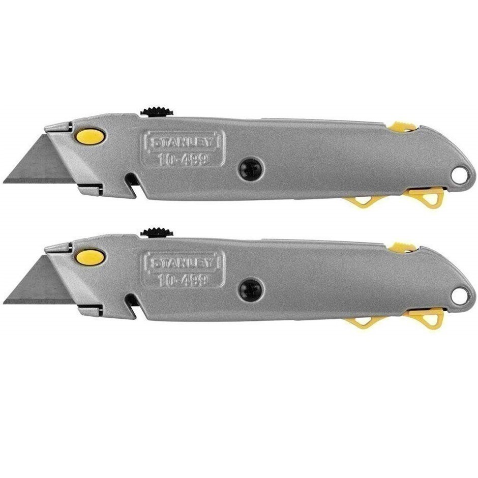 2 x STANLEY Twin Pack Quick Change Retractable Utility Knives Sw Out Blade