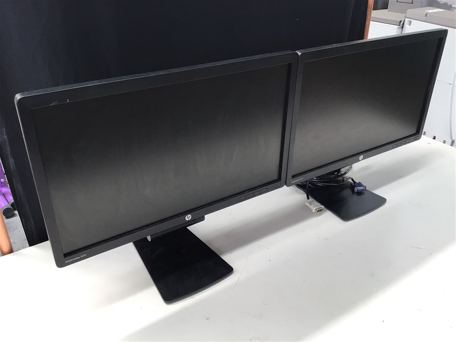 Pair of HP EliteDisplay E221 Computer Monitor Auction (0006