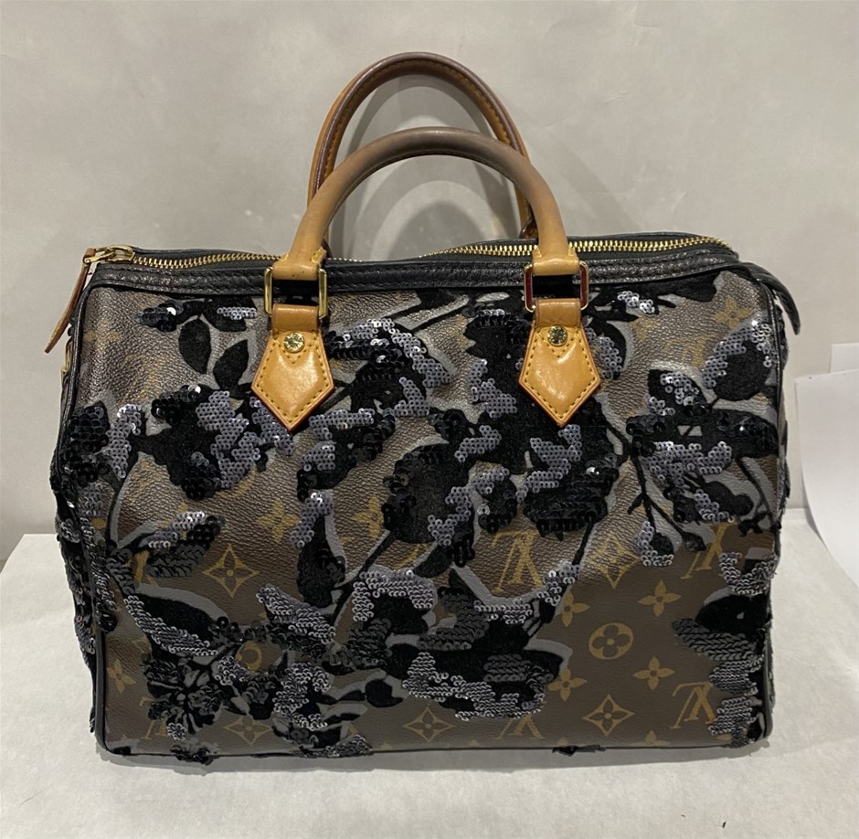 At Auction: Louis Vuitton, Louis Vuitton Monogram speedy 30 eclipse black  sequined Brown Black Handbag