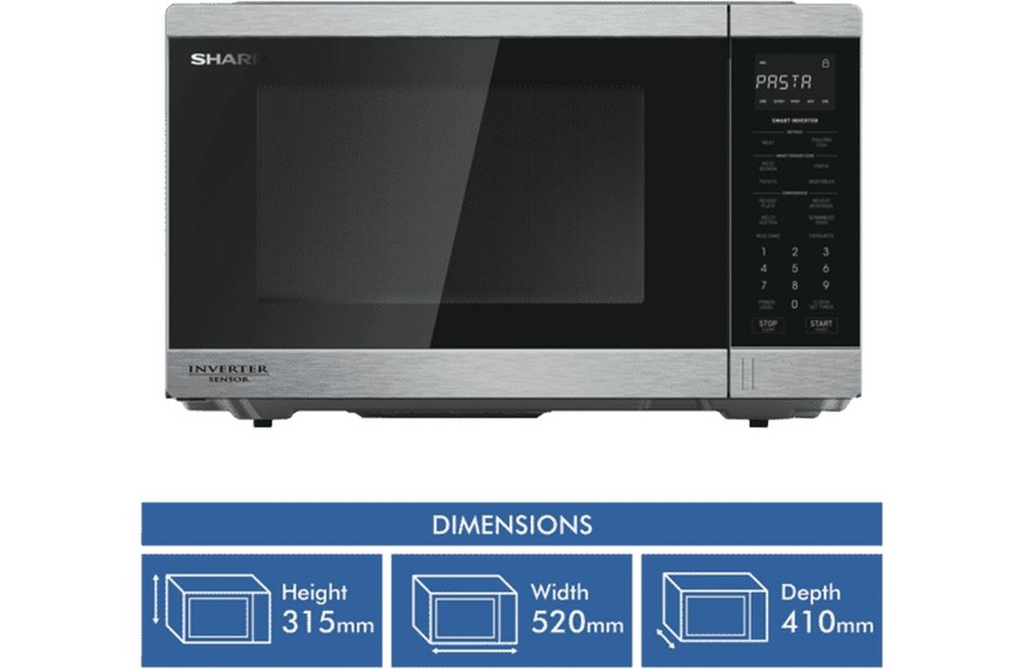 sharp 34l 1200w inverter microwave s steel